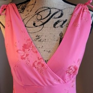 IZ BYER Pink Sparkle Rose Detail Lined Dress